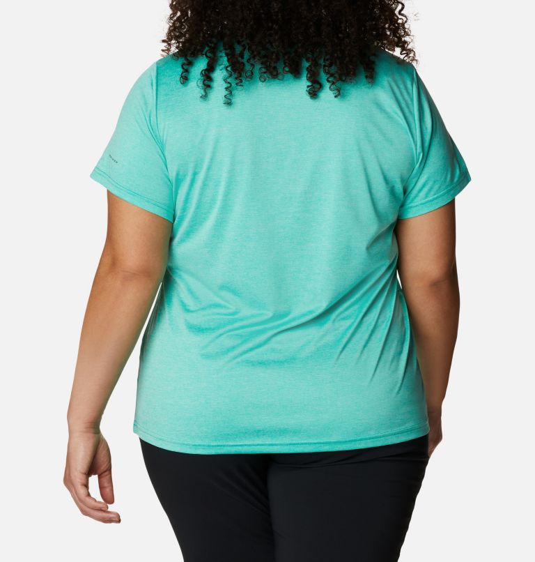 Women's Columbia Hike Short Sleeve Crew Shirt - Plus Size, Color: Electric Turquoise Heather, image 2