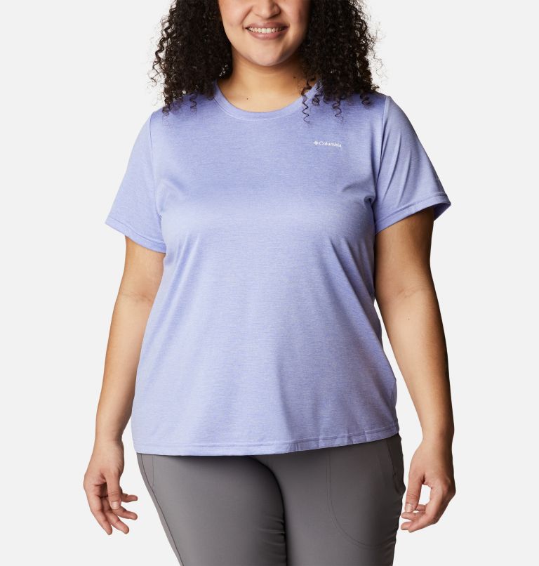 Women's Columbia Hike Short Sleeve Crew Shirt - Plus Size, Color: Serenity Heather