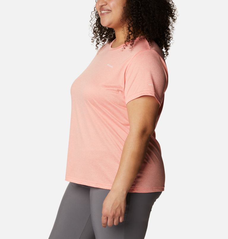 Women's Columbia Hike Short Sleeve Crew Shirt - Plus Size, Color: Coral Reef Heather, image 3