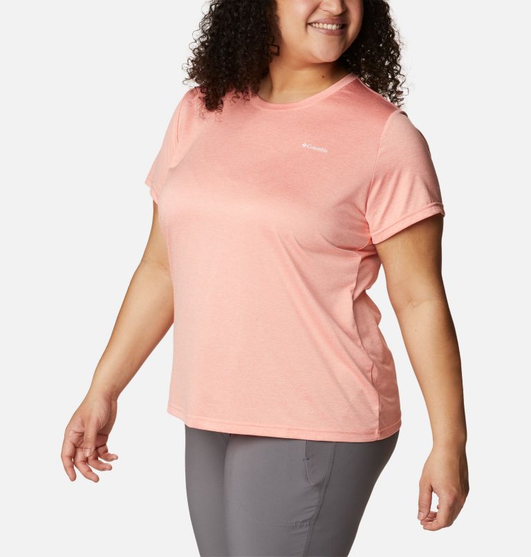 Women's Columbia Hike Short Sleeve Crew Shirt - Plus Size, Color: Coral Reef Heather, image 5