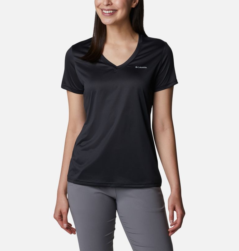 Women's Columbia Hike Short Sleeve V-Neck Shirt, Color: Black, image 1