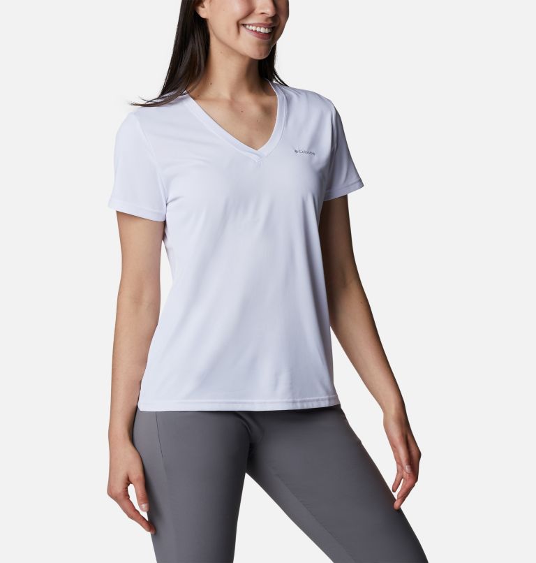 Camiseta con cuello en V Columbia Hike para mujer, Color: White, image 5