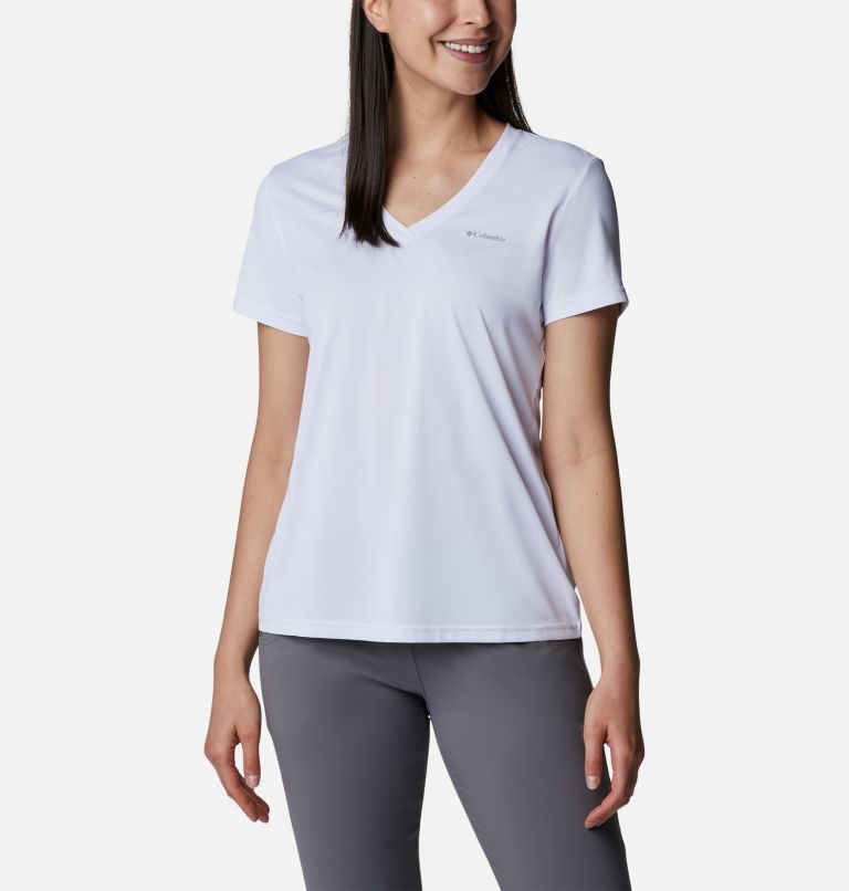 Women's Columbia Hike Short Sleeve V-Neck Shirt, Color: White, image 1