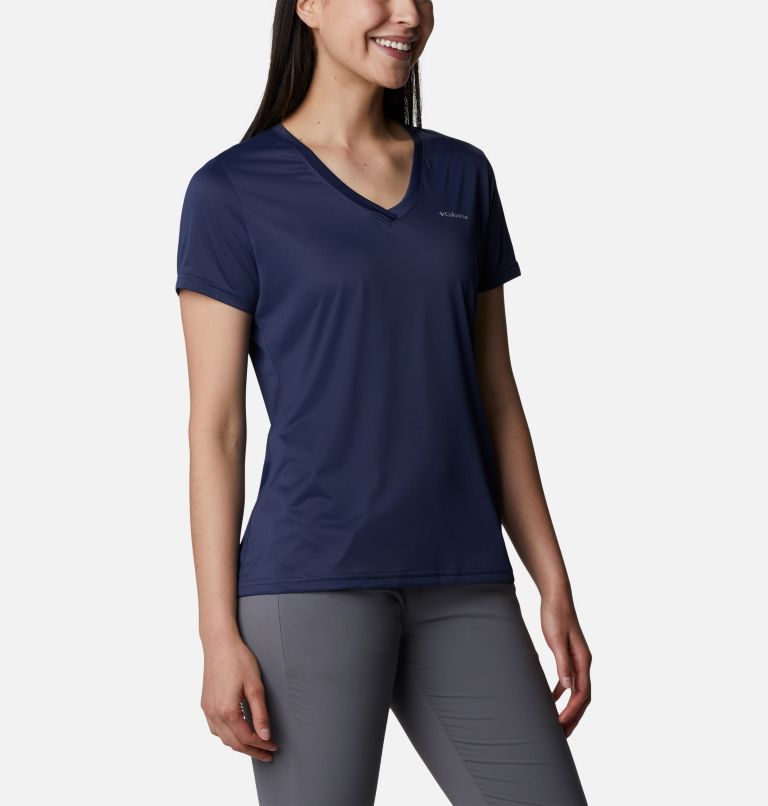 Women's Columbia Hike Short Sleeve V-Neck Shirt, Color: Nocturnal