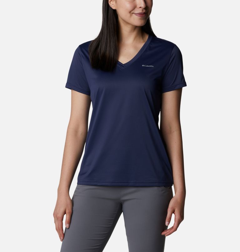 Women's Columbia Hike Short Sleeve V-Neck Shirt, Color: Nocturnal, image 1