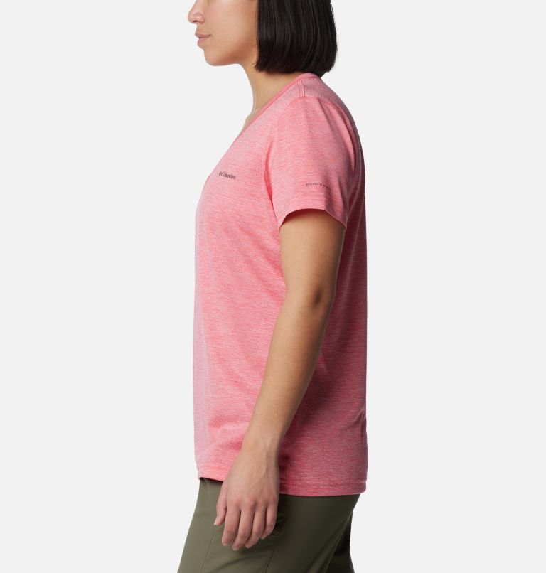 Camiseta con cuello en V Columbia Hike para mujer, Color: Juicy Heather, image 3