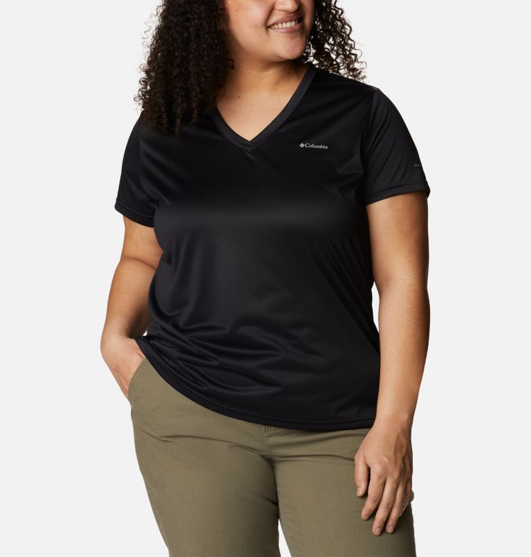 Women's Columbia Hike Short Sleeve V Neck Shirt - Plus Size, Color: Black
