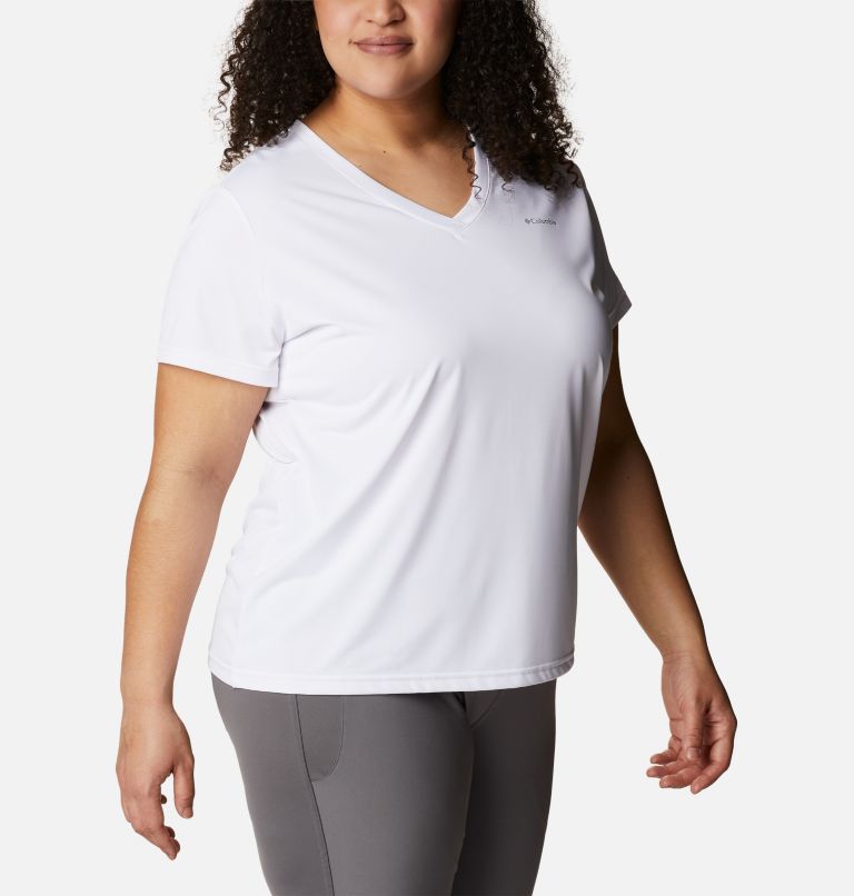Women's Columbia Hike Short Sleeve V Neck Shirt - Plus Size, Color: White