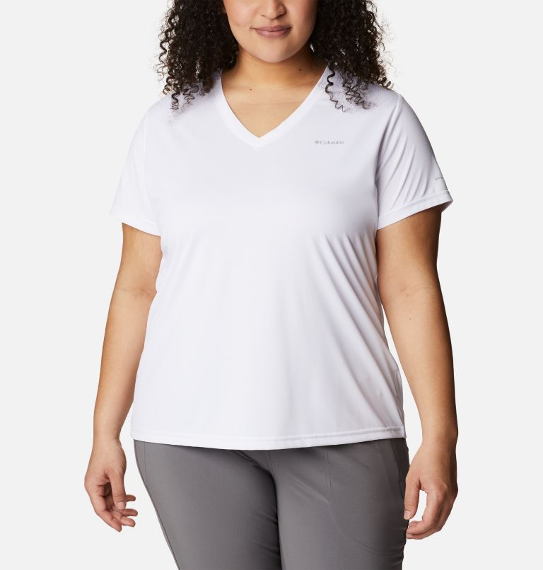 Women's Columbia Hike Short Sleeve V Neck Shirt - Plus Size, Color: White