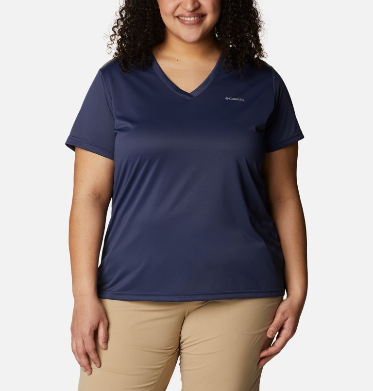 Women's Columbia Hike Short Sleeve V Neck Shirt - Plus Size, Color: Nocturnal