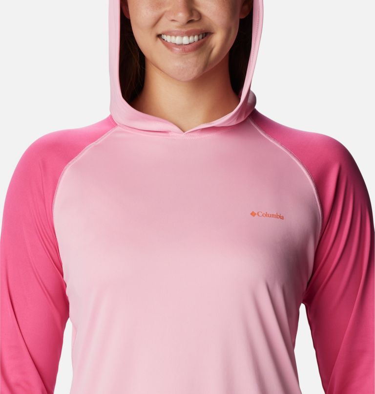Women’s Fork Stream Long Sleeve Hoodie, Color: Wild Rose, Wld Grnm, Snst Orng Logo, image 4