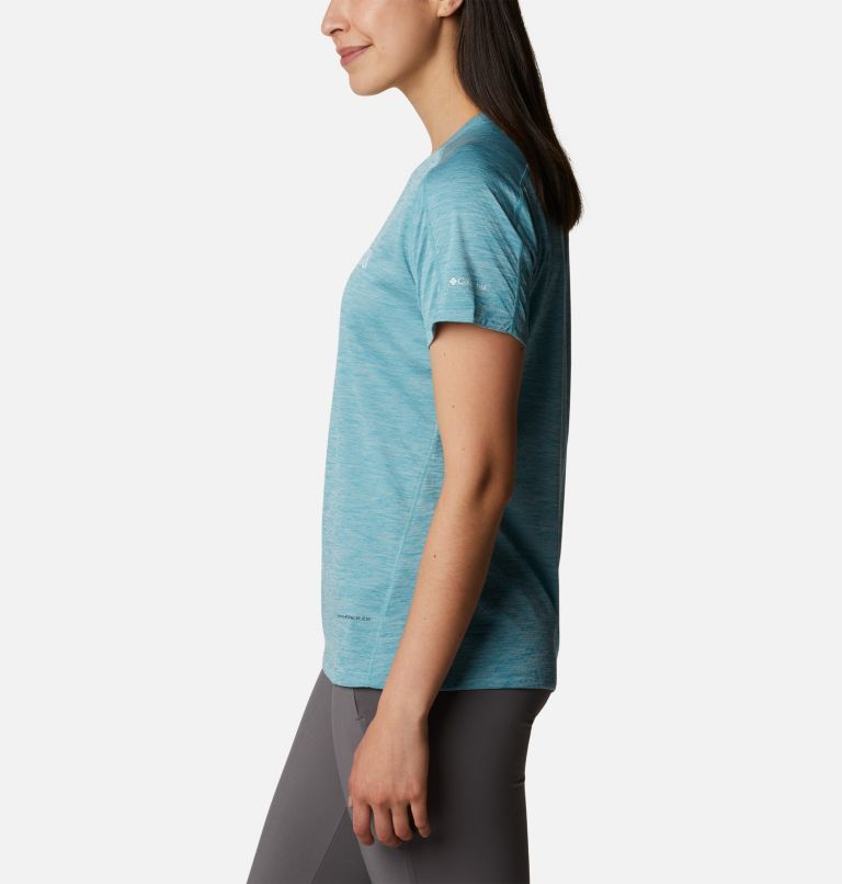 Women's Zero Rules Technical Graphic T-Shirt, Color: Sea Wave Heather Gem Columbia, image 3