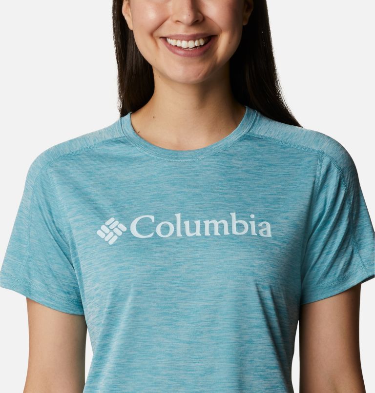 Thumbnail: Women's Zero Rules Technical Graphic T-Shirt, Color: Sea Wave Heather Gem Columbia, image 4