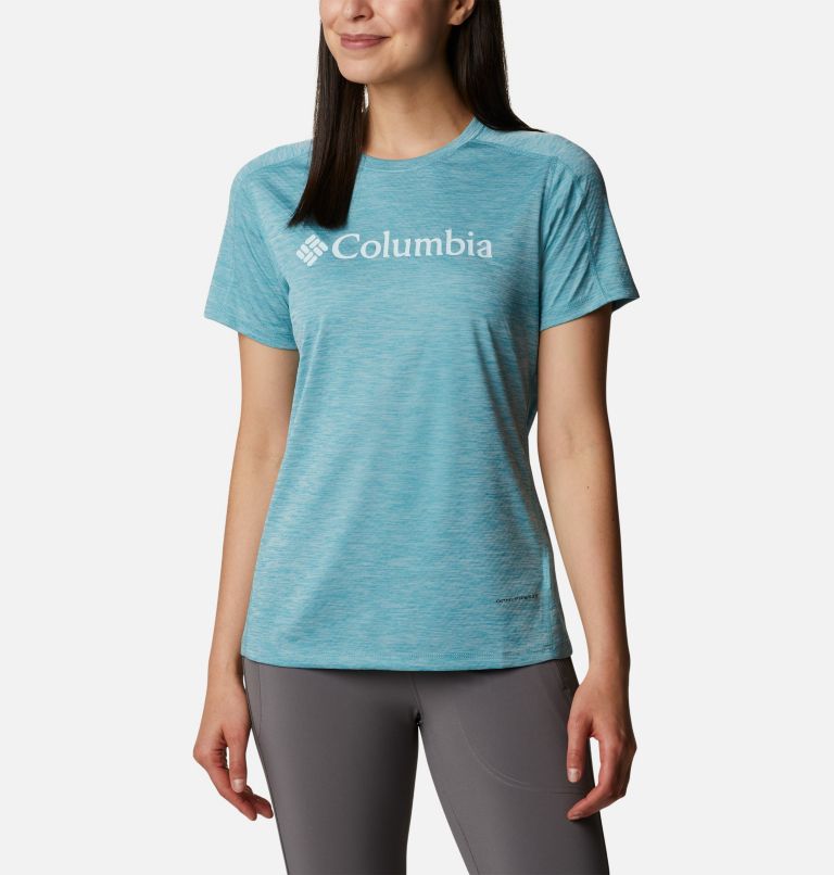 Thumbnail: Women's Zero Rules Technical Graphic T-Shirt, Color: Sea Wave Heather Gem Columbia, image 1