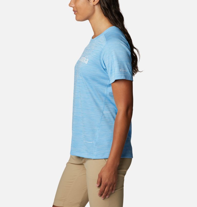 Thumbnail: Zero Rules technisches T-Shirt für Frauen, Color: Vista Blue Hthr, CSC Branded Graphic, image 3
