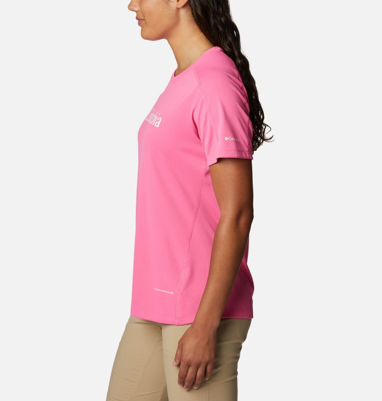 Women's Zero Rules Technical T-Shirt, Color: Wild Geranium, CSC Branded Graphic, image 3