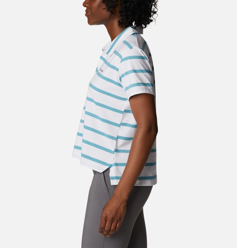 Women's Sun Trek Polo, Color: Sea Wave Sunrise Stripe, image 3