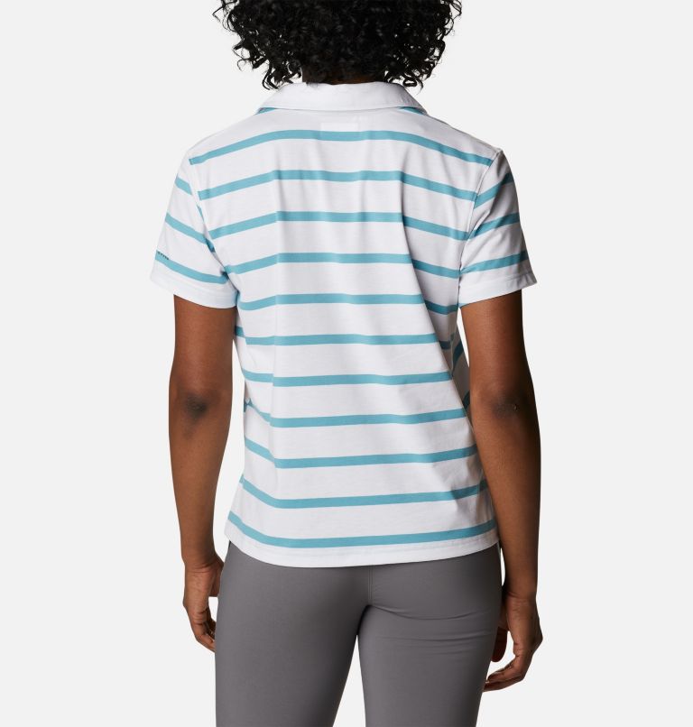 Women's Sun Trek Polo, Color: Sea Wave Sunrise Stripe, image 2