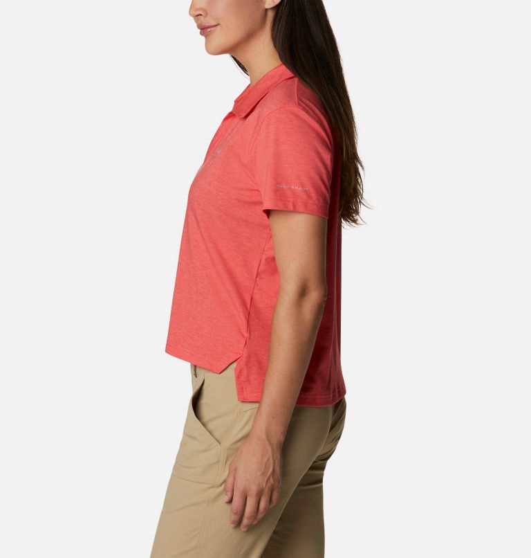 Polo técnica Sun Trek para mujer, Color: Red Hibiscus Heather, image 3