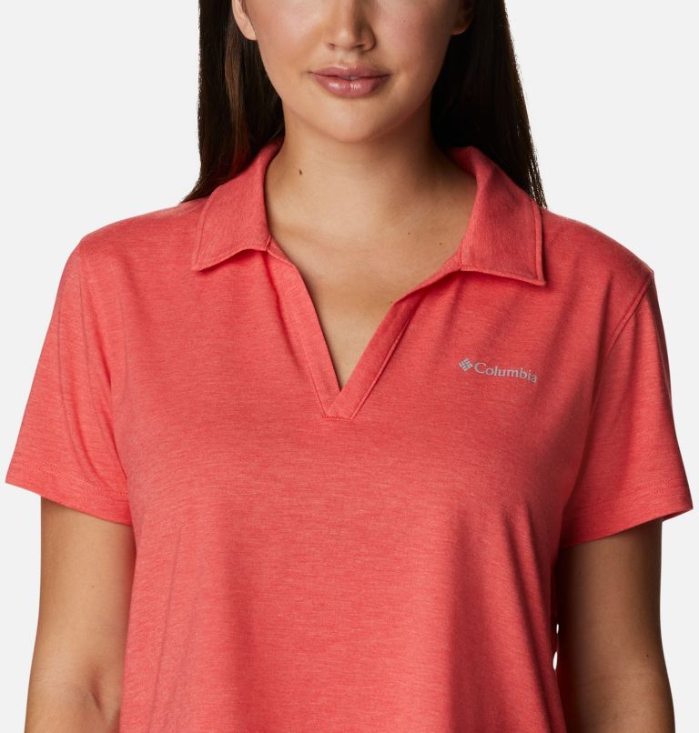 Polo técnica Sun Trek para mujer, Color: Red Hibiscus Heather, image 4