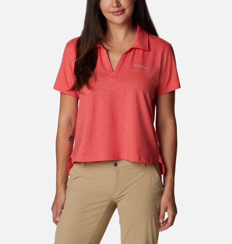 Polo técnica Sun Trek para mujer, Color: Red Hibiscus Heather, image 1