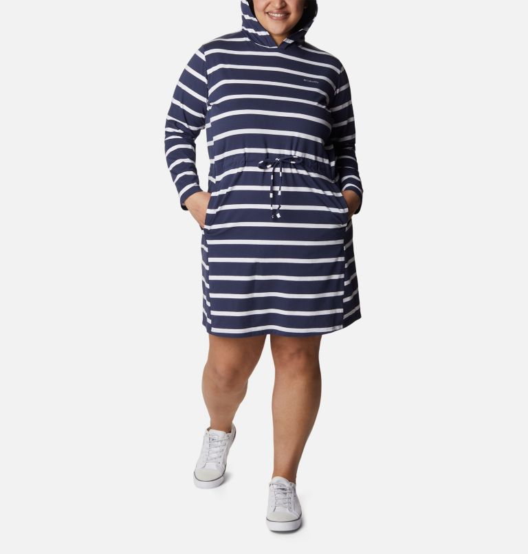 Women's Sun Trek Hooded Coverup - Plus Size, Color: Nocturnal Stripe, image 5