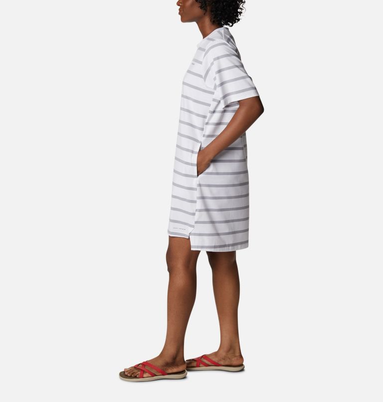 Women's Sun Trek T-Shirt Dress, Color: White Sunrise Stripe, image 3