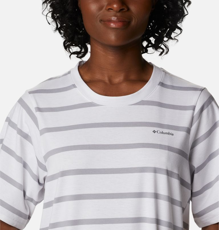 Women's Sun Trek T-Shirt Dress, Color: White Sunrise Stripe, image 4