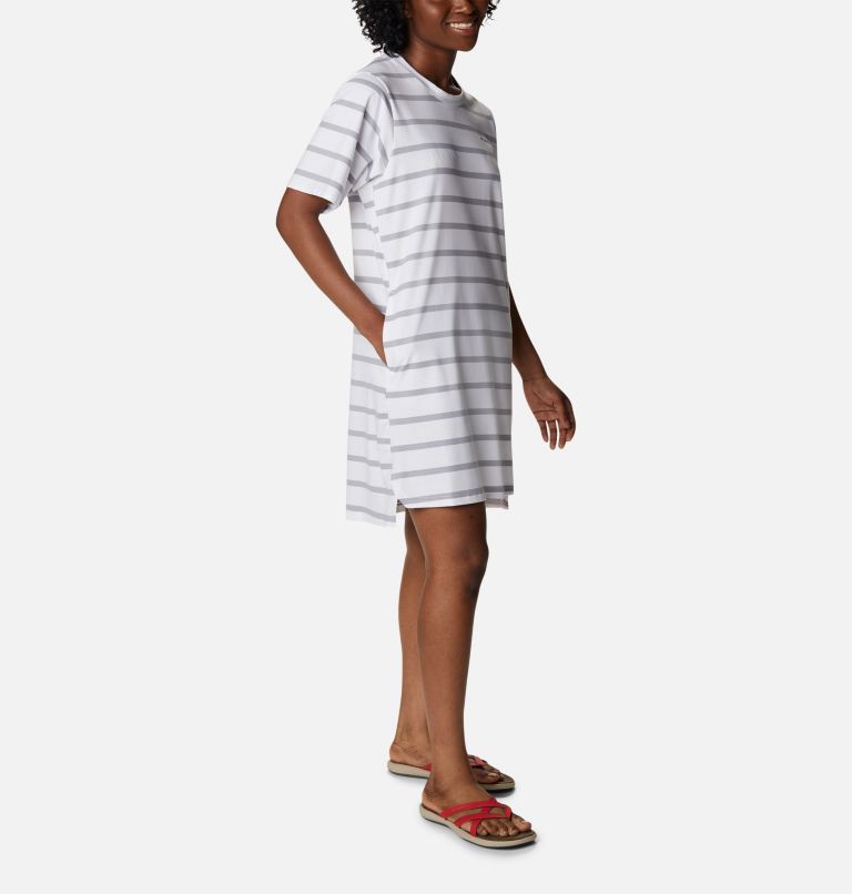 Thumbnail: Women's Sun Trek T-Shirt Dress, Color: White Sunrise Stripe, image 5