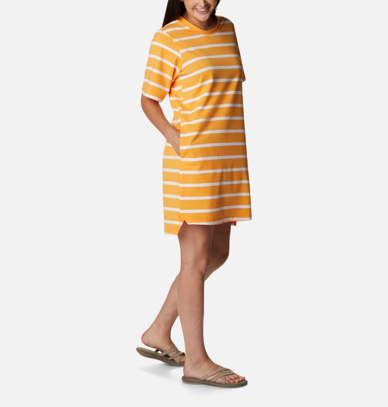 Women's Sun Trek T-Shirt Dress, Color: Mango Sunrise Stripe, image 5
