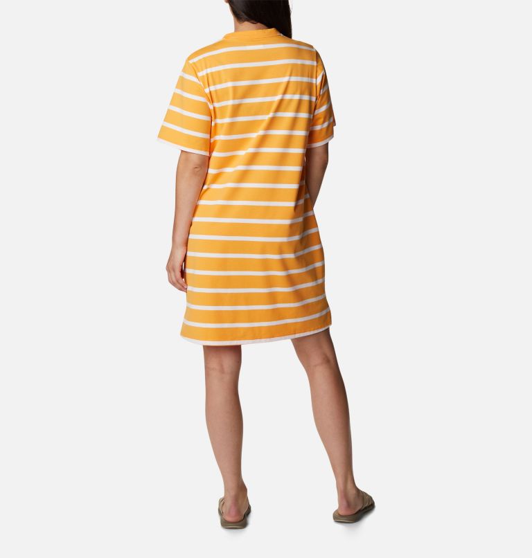 Thumbnail: Women's Sun Trek T-Shirt Dress, Color: Mango Sunrise Stripe, image 2