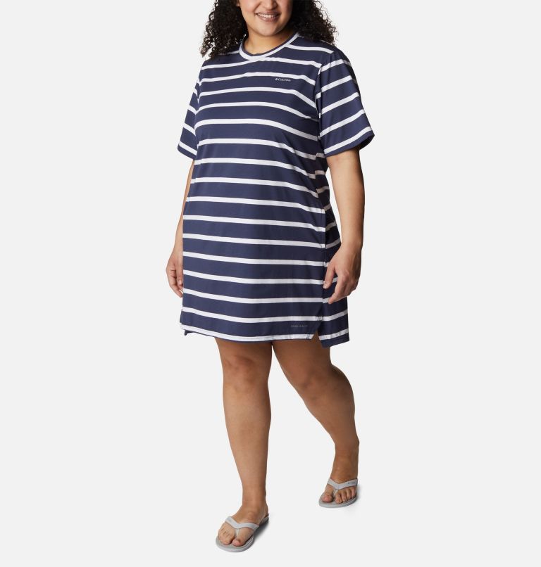 Women's Sun Trek T-Shirt Dress - Plus Size, Color: Nocturnal Sunrise Stripe