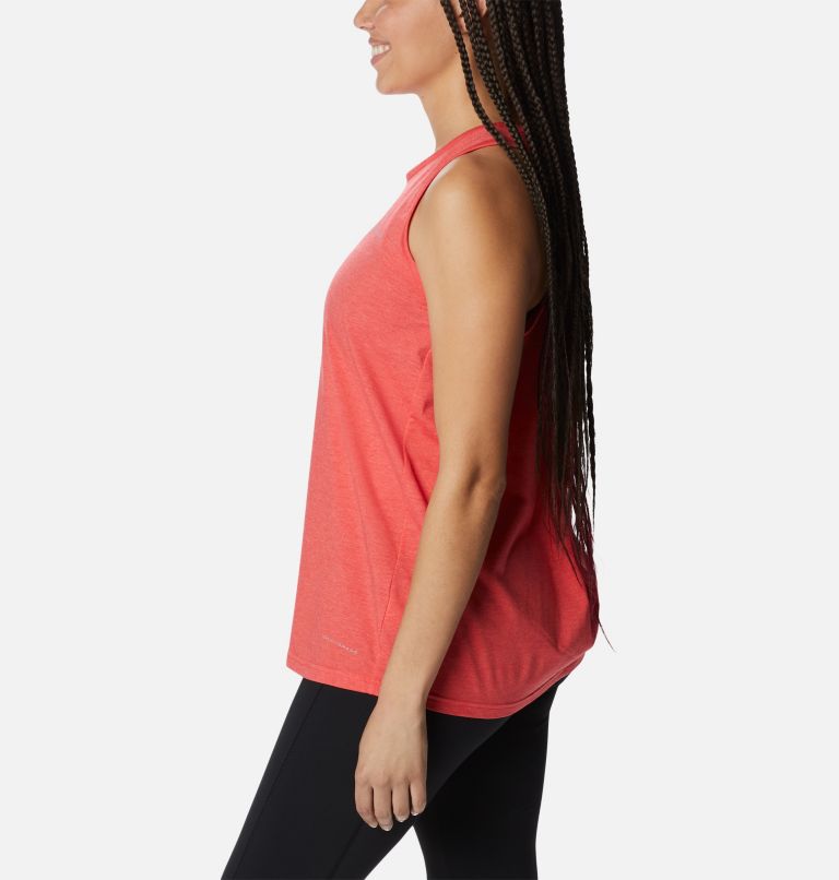 Women's Sun Trek Racerback Tank, Color: Red Hibiscus Heather, image 3