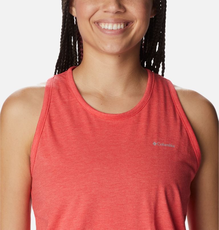 Women's Sun Trek Racerback Tank, Color: Red Hibiscus Heather, image 4