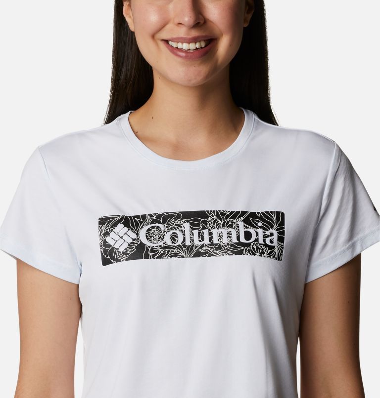 T-shirt col rond imprimé à manches courtes Cirro Ice Femme, Color: White Leafy Lines