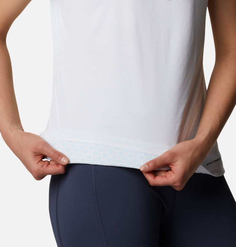 Women's Cirro Ice Graphic Short Sleeve Crew Shirt, Color: White Leafy Lines, image 5