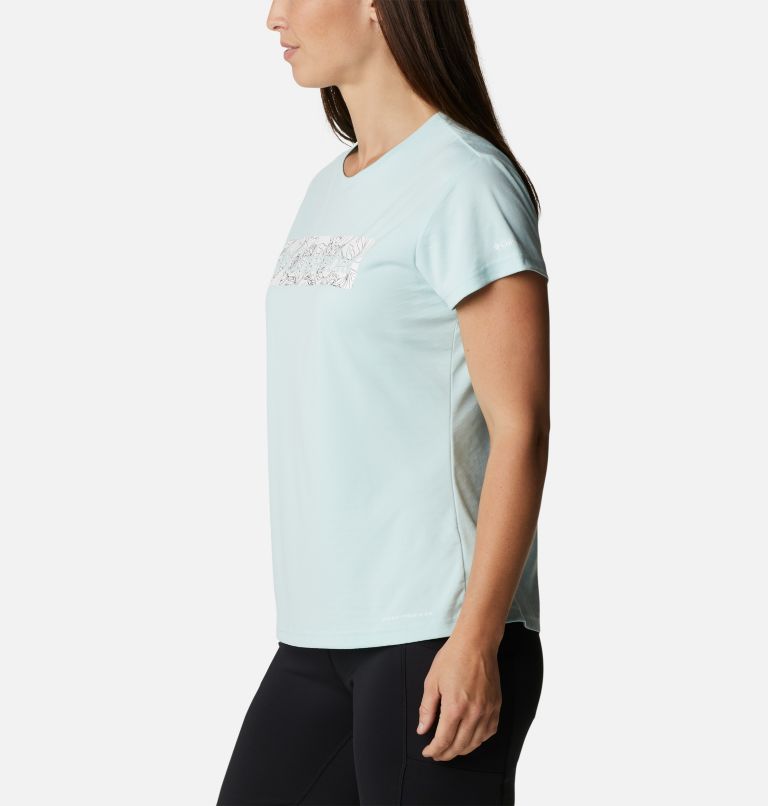 Women's Cirro Ice Graphic Short Sleeve Crew Shirt, Color: Icy Morn Leafy Lines
