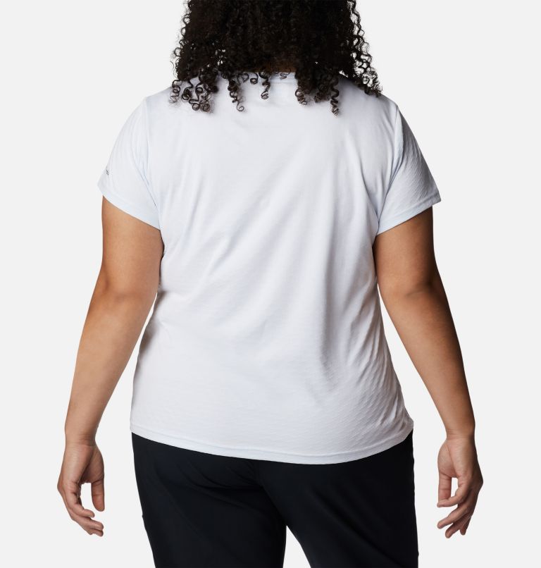 Thumbnail: Women's Cirro Ice Graphic Short Sleeve Crew Shirt - Plus Size, Color: White Leafy Lines, image 2