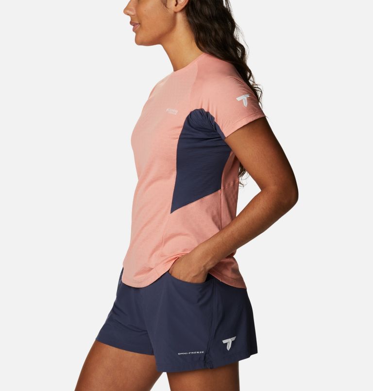 Women's Titan Pass Ice Short Sleeve Shirt, Color: Coral Reef, Nocturnal