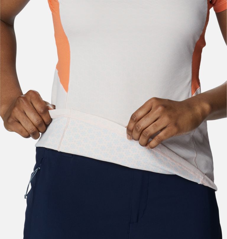 Thumbnail: Women's Titan Pass Ice Short Sleeve Shirt, Color: Peach Blossom, Sunset Orange, image 6