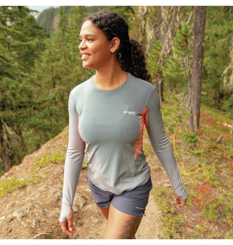 Women's Titan Pass Sun Deflector Long Sleeve Tee 2.0, Color: Nocturnal, Coral Reef, image 11