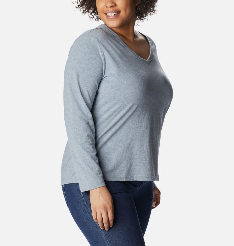 Women's Sapphire Point Long Sleeve Shirt - Plus Size, Color: Tradewinds Grey Heather