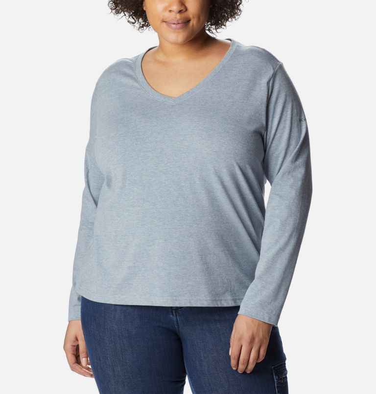 Women's Sapphire Point Long Sleeve Shirt - Plus Size, Color: Tradewinds Grey Heather