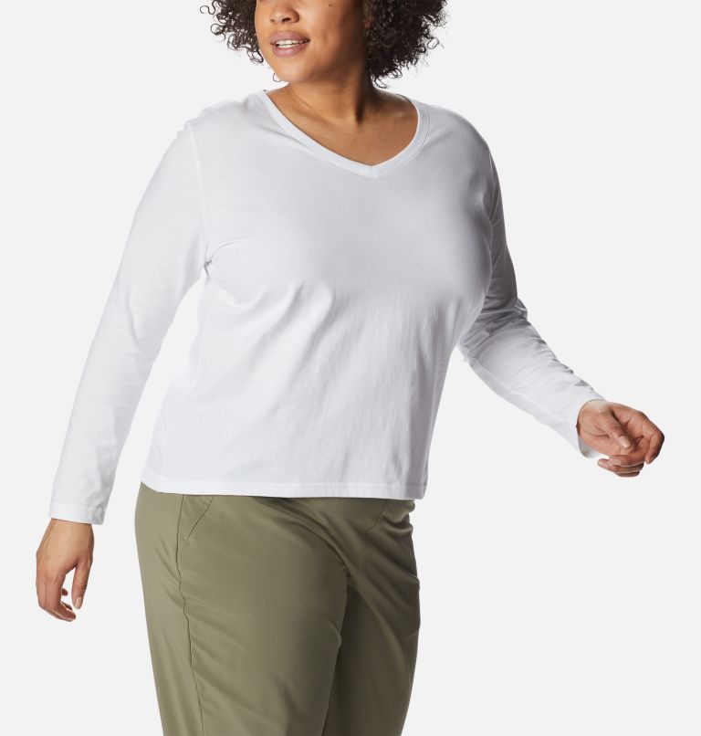 Thumbnail: Women's Sapphire Point Long Sleeve Shirt - Plus Size, Color: White, image 5