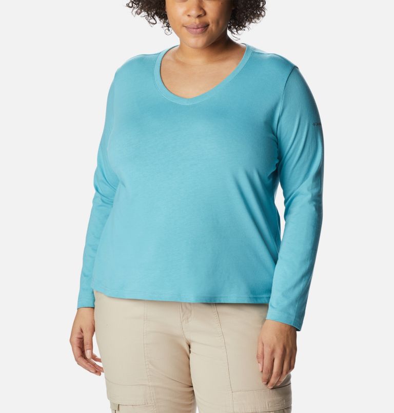 Thumbnail: Women's Sapphire Point Long Sleeve Shirt - Plus Size, Color: Sea Wave, image 1