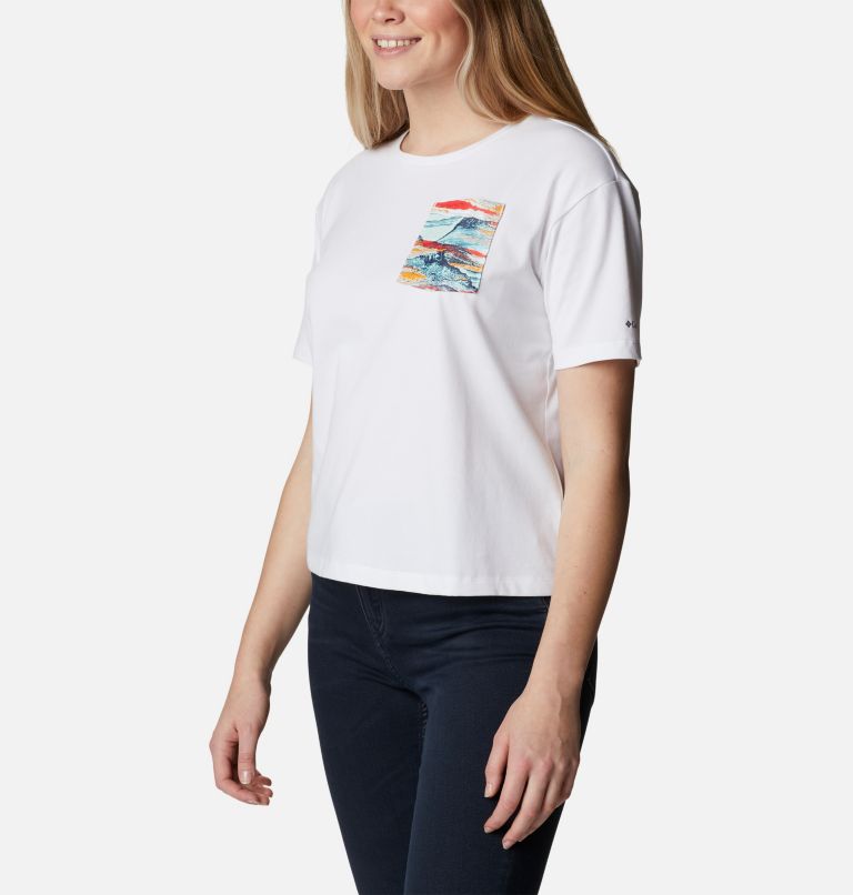 Thumbnail: T-shirt Casual Alpine Way II Femme, Color: White, Hyper Natural Pocket, image 5