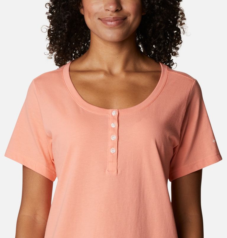 Thumbnail: Women's Sapphire Point Henley, Color: Coral Reef, image 4