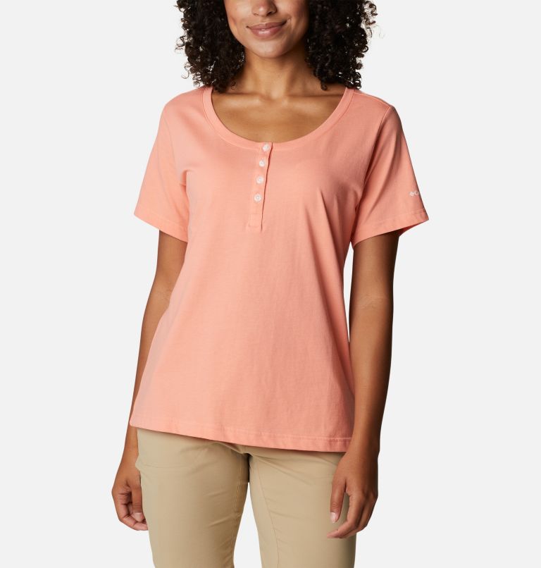 Women's Sapphire Point Henley, Color: Coral Reef, image 1