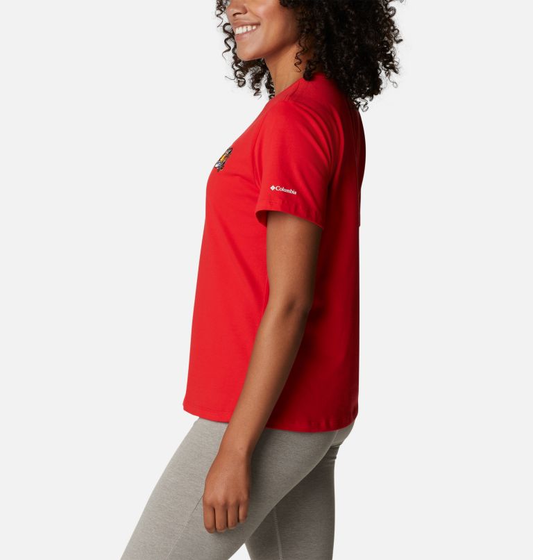 Thumbnail: Women's Alpine Way Embroidery T-Shirt, Color: Bright Red, Mini Love The Tigers, image 3