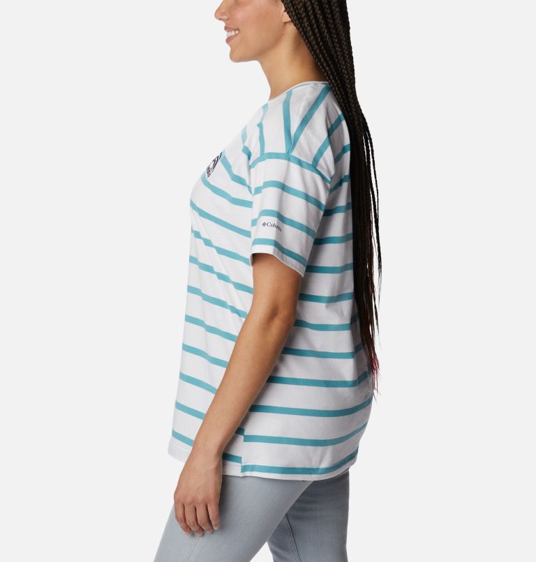 Women's Sun Trek Oversized T-Shirt, Color: Sea Wave Sunrise Stripe